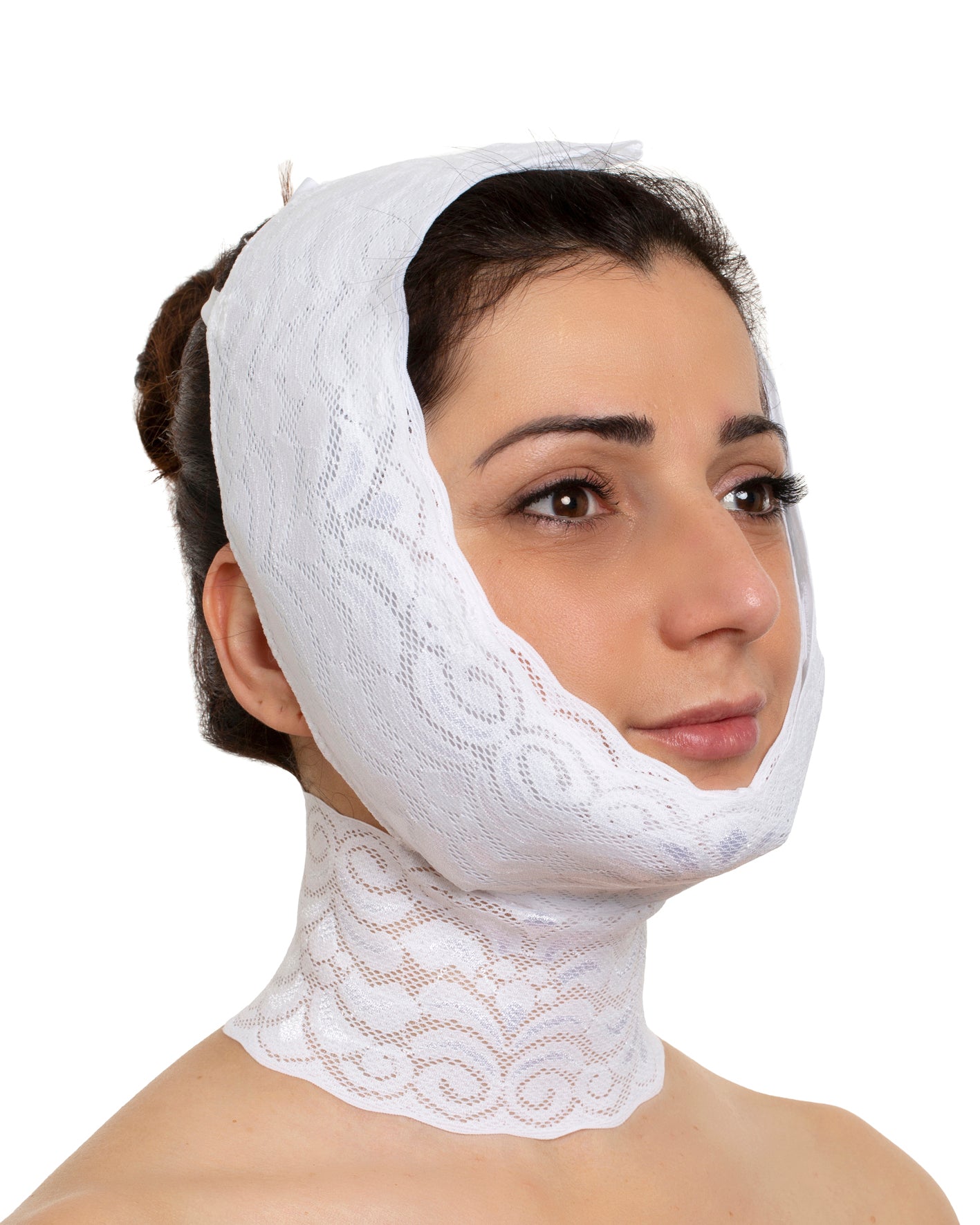 Calla Lace - Compressione per mento e guance, con fascia per il collo e tasche opzionali per pacchi ghiaccio-gel