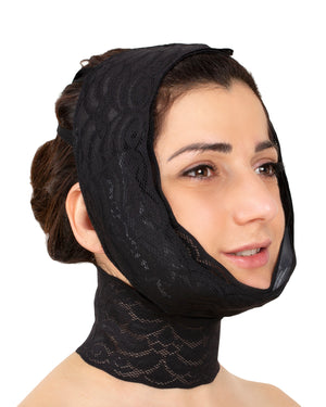 Calla Lace - Compressione per mento e guance, con fascia per il collo e tasche opzionali per pacchi ghiaccio-gel
